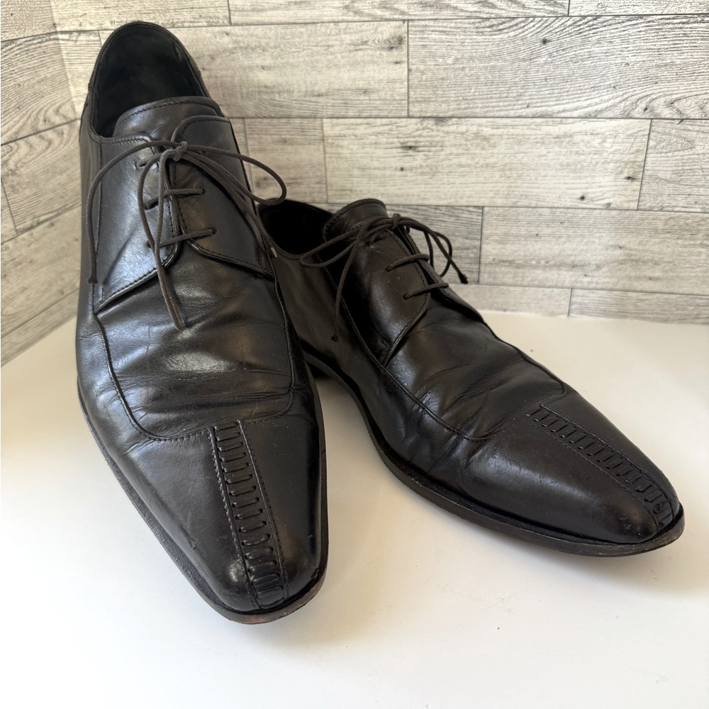Men's Aventura‎ Black Leather Lace-Up Oxford Dress Shoes 9